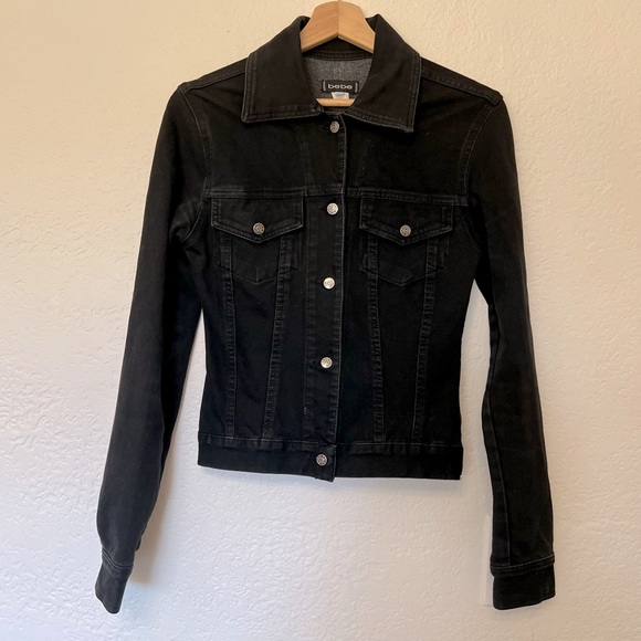 bebe Jackets & Blazers - Bebe Black Slim Crop Denim Jacket, Size M